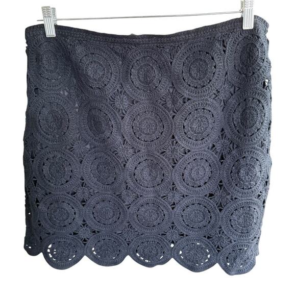 Abercrombie & Fitch Skirt Mini Crochet Black XL Whimsigoth Romanticgoth Witchy - Picture 3 of 8